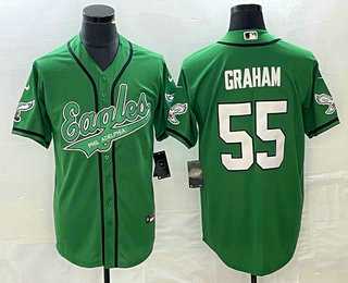 Mens Philadelphia Eagles #55 Brandon Graham Green Cool Base Stitched Baseball Jersey